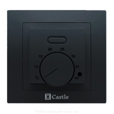 Терморегулятор для теплого пола Castle AC308H, под рамку Unica Schneider, черный глянец