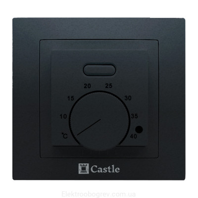Терморегулятор для теплого пола Castle AC308H, под рамку Unica Schneider, черный глянец