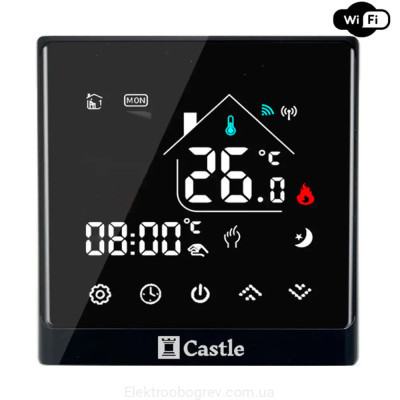 Терморегулятор для теплого пола Castle AC-8400Н WI-FI, чорный