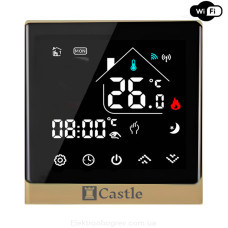 Терморегулятор для теплого пола Castle AC-8400Н WI-FI, золотой