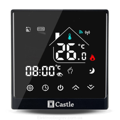 Терморегулятор для электропривода радиаторных кранов Castle AC-8400RH WI-FI, черный