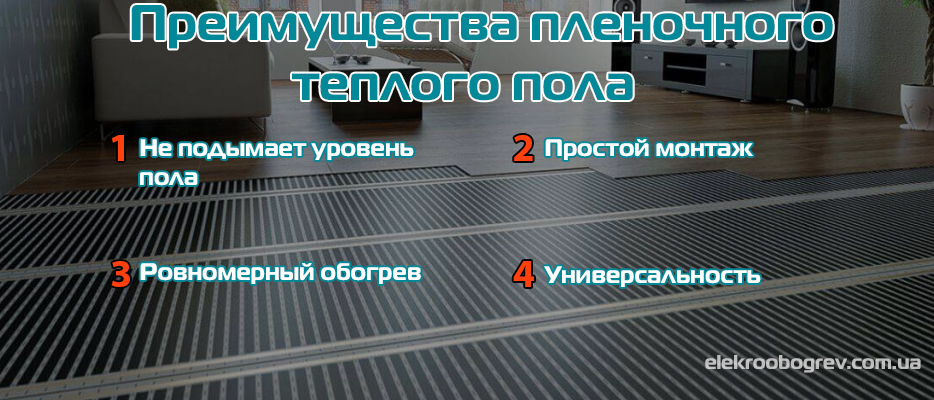 Пленочный теплый пол преимущества
