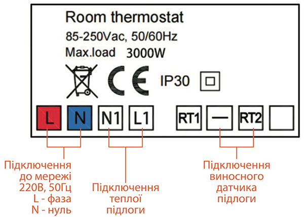 Castle AC620 Схема подключения термостата