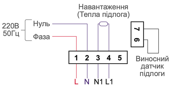 підключення проводів терморегулятору