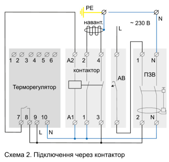 terneo sneg подключение через контактор