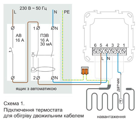 terneo sx схема підключення теплої підлоги