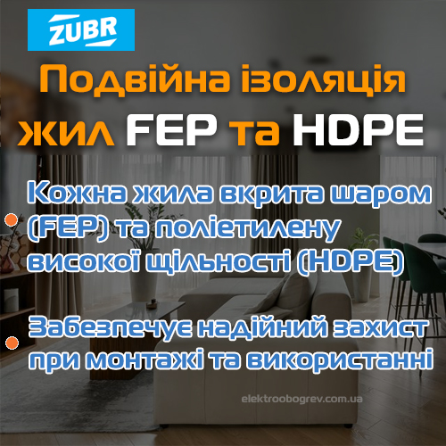 Ізоляція кабелю теплої підлоги Zubr